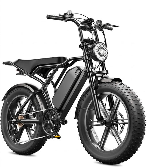 🔥Bicicleta Eléctrica para Adultos 750W (1500W Pico), Batería 48V 15Ah, Fat Tire 20” x 4”, Suspensión Doble y 7 Velocidades🔥