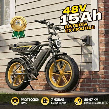 🔥Bicicleta Eléctrica para Adultos, Batería de 48V 15Ah, Motor de 1500W de Potencia Máxima, Neumáticos Fat Tire🔥