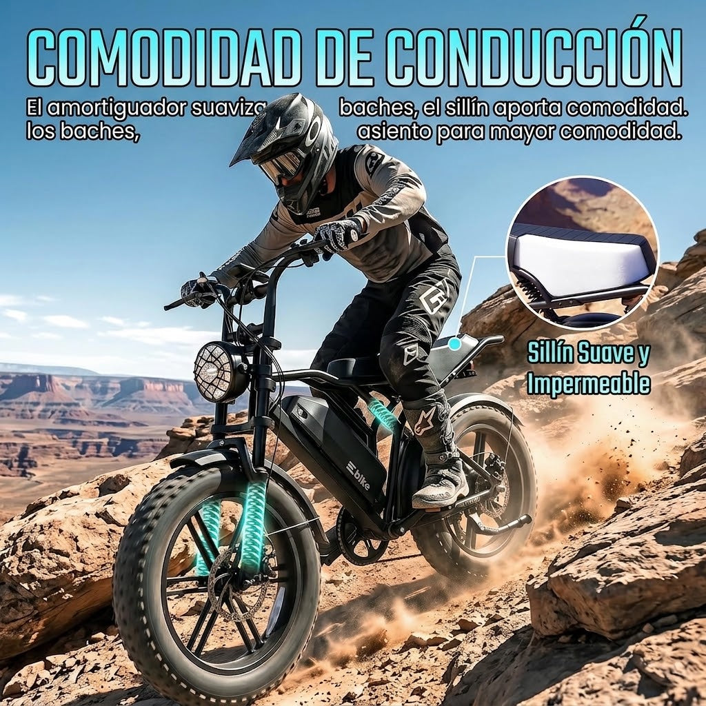 🔥Bicicleta Eléctrica para Adultos, Batería de 48V 15Ah, Motor con Pico de 1500W, Neumáticos Gordos🔥