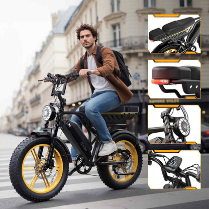 🔥Bicicleta Eléctrica para Adultos, Batería de 48V 15Ah, Motor de 1500W de Potencia Máxima, Neumáticos Fat Tire🔥