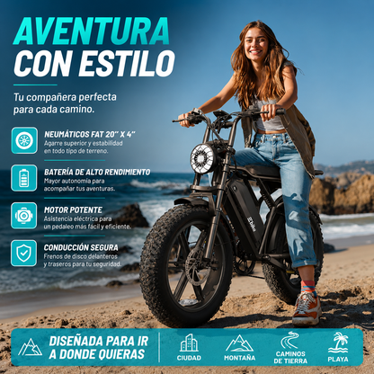 🔥 Bicicleta Eléctrica para Adultos 1500W, Batería 48V 15Ah, Llantas Fat Tire 20" 🔥