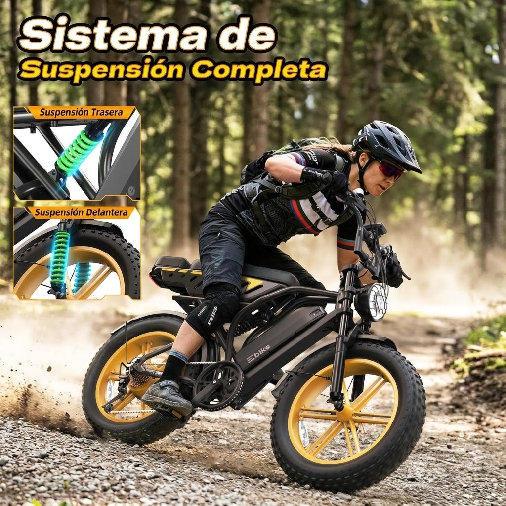 🔥Bicicleta Eléctrica para Adultos, Batería de 48V 15Ah, Motor de 1500W de Potencia Máxima, Neumáticos Fat Tire🔥
