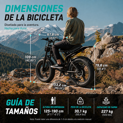 🔥 Bicicleta Eléctrica para Adultos 1500W, Batería 48V 15Ah, Llantas Fat Tire 20" 🔥